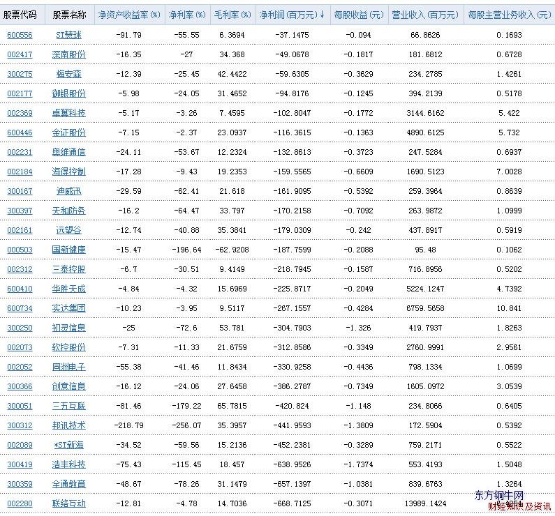 電子信息行業(yè)凈利潤(rùn)表